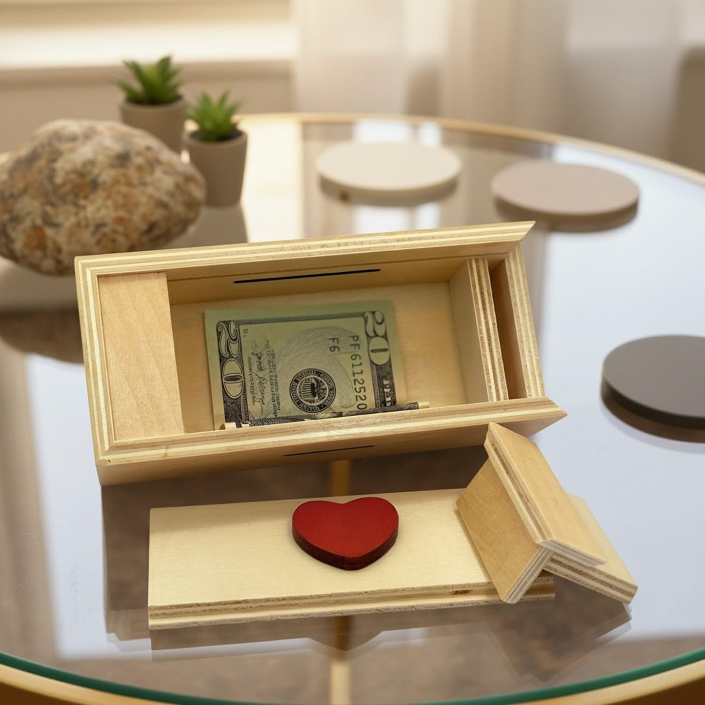 Enigma Secret Puzzle Box Heart - Money Gift Trick Box