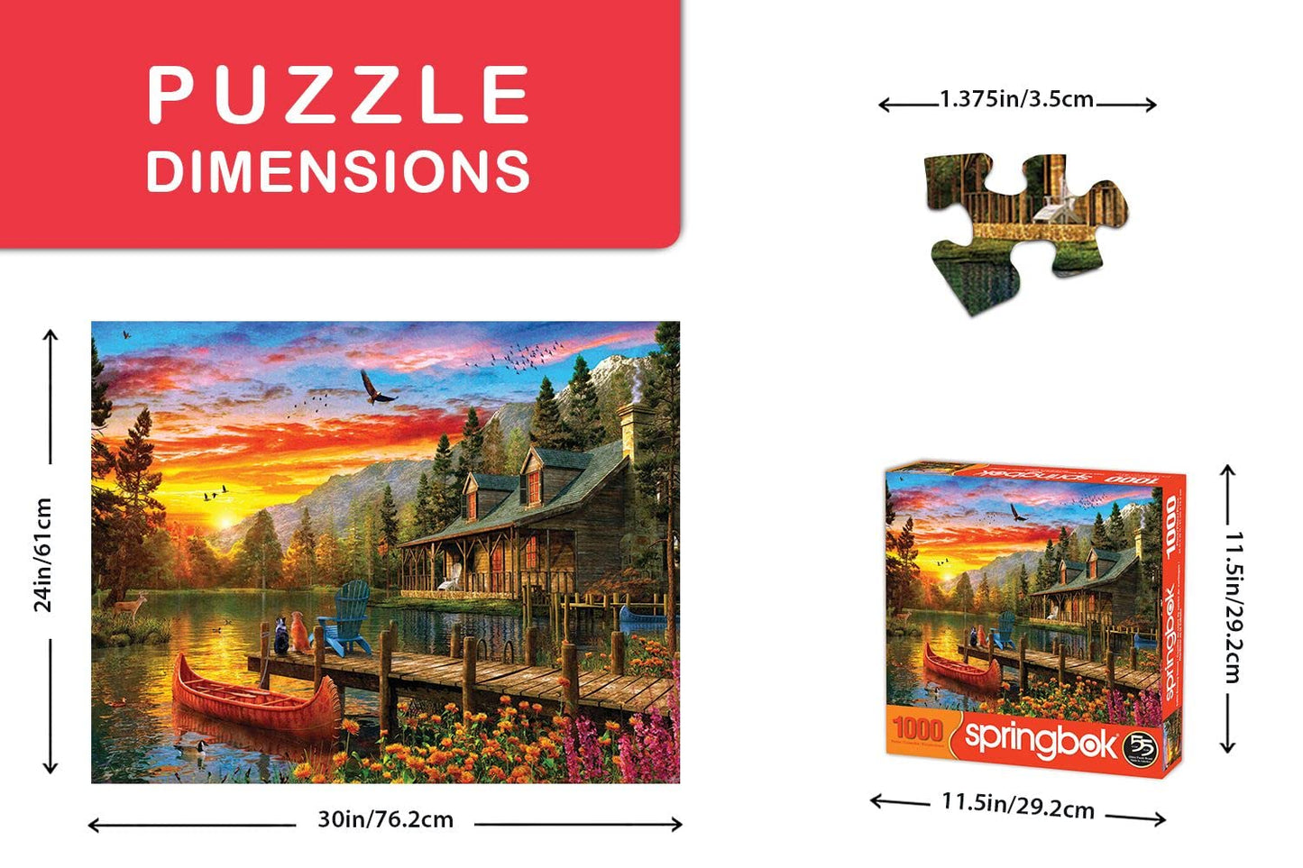 Springbok Cabin Evening Sunset 1000 Piece Jigsaw Puzzle for Adults