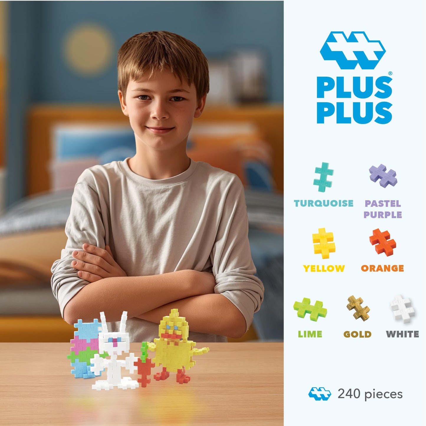 Plus Plus Easter Mix Tube - Mini Interlocking Building Blocks Set, Stem Toys for Kids - Sensory Bin Fillers / Math Manipulatives Classroom Must Haves