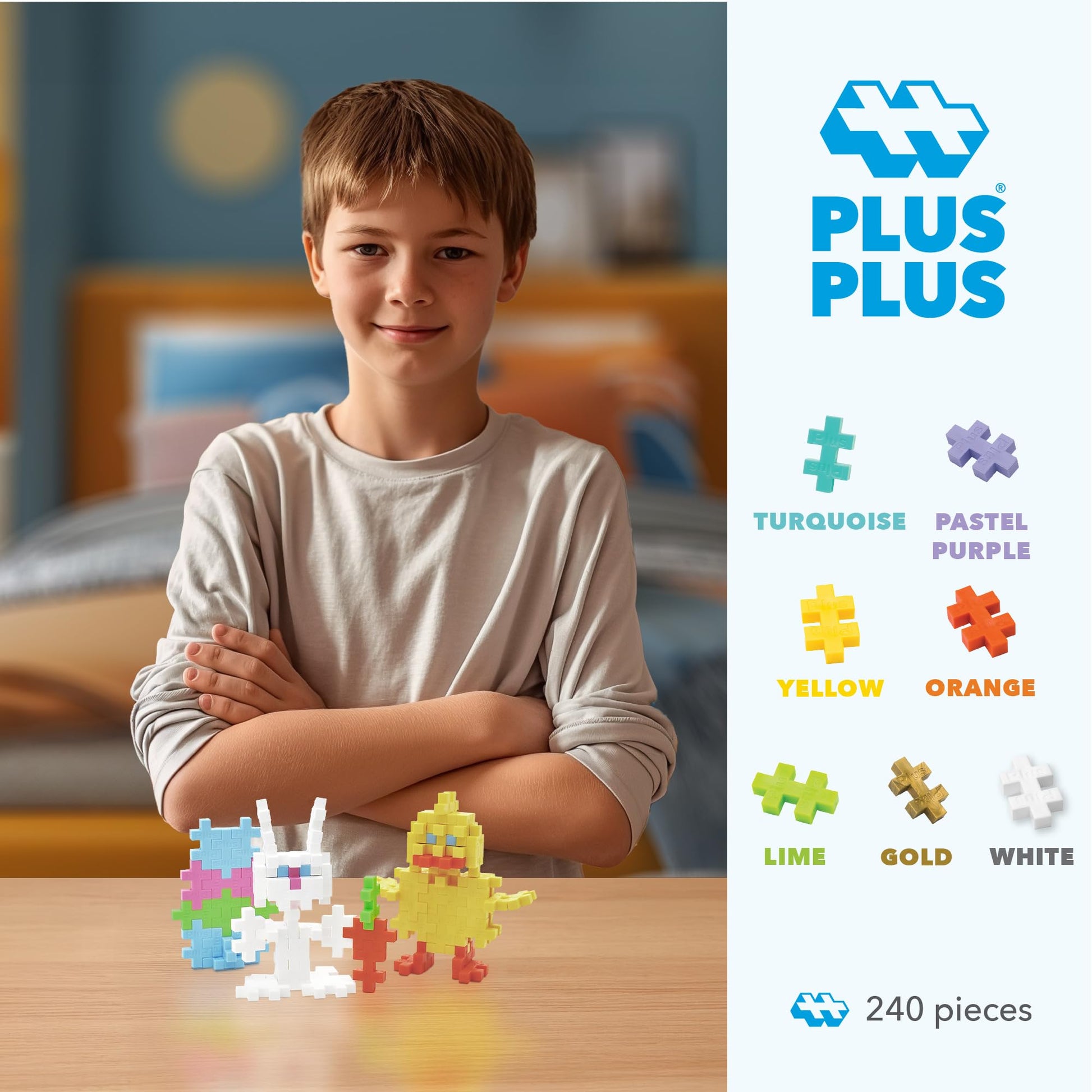 Plus Plus Easter Mix Tube - Mini Interlocking Building Blocks Set, Stem Toys for Kids - Sensory Bin Fillers / Math Manipulatives Classroom Must Haves
