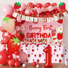 Berry Baby Girl 1st Birthday Decor, Strawberry First Birthday Decorations for Girls with Balloon Arch, Party Backdrop,Photo Banners,Cupcake