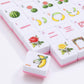 Pink American Mahjong Set, 160 Engraved Melamine 1.2-Inch Mahjong Tiles with Fruit & Floral Designs, Includes Storage Bag, Dice, Scoring Chips, Wind
