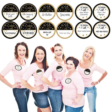 Big Dot of Happiness New Year's Eve - Gold - 2026 New Years Eve Party Funny Name Tags - Party Badges Sticker Set of 1