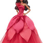 Barbie Signature 2022 Holiday Doll, Dark-Brown Wavy Hair Wearing Red Poinsettia-Inspired Gown, Collectible with Doll Stand & Certificate of