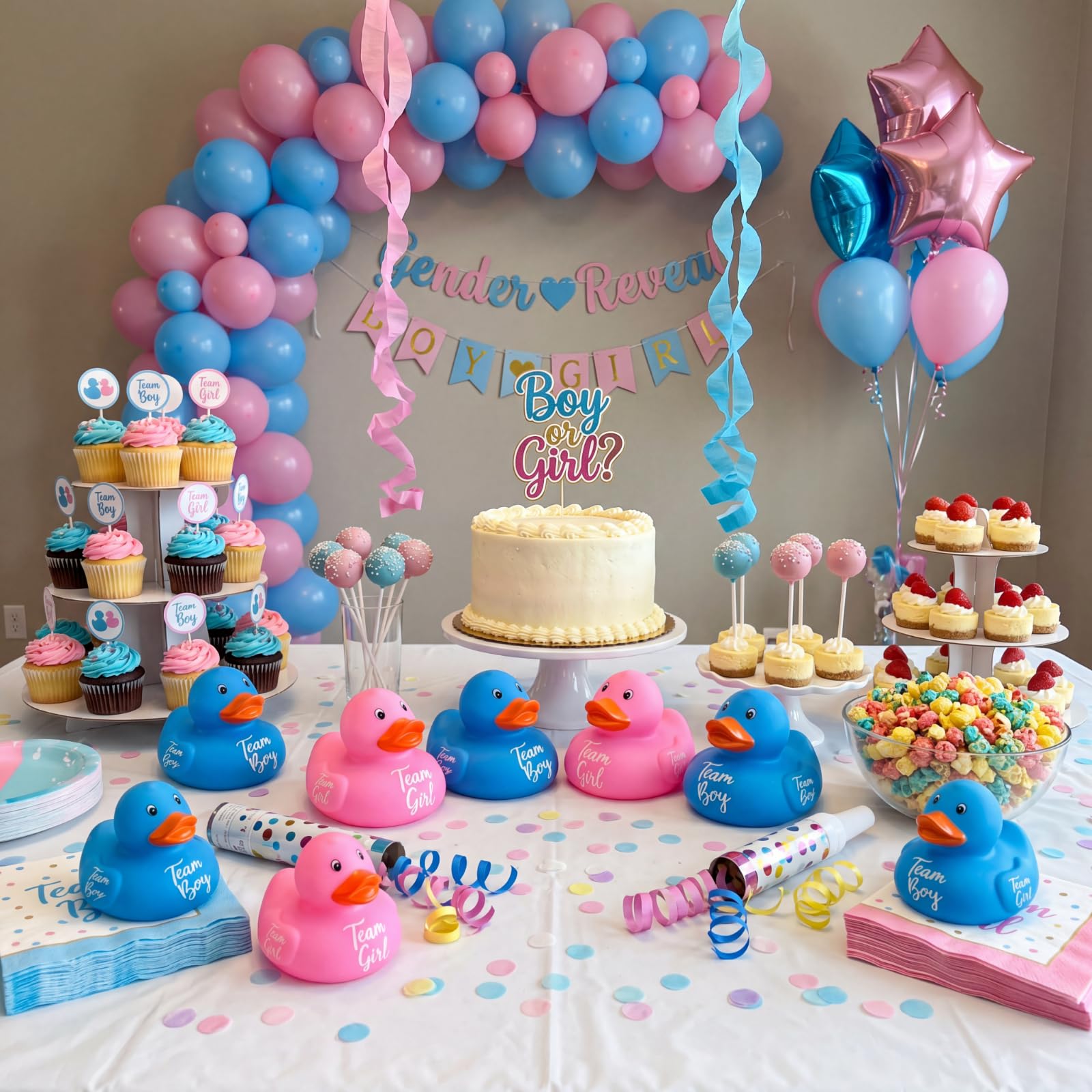 Deekin 24 Pieces Pink Blue Gender Reveal Rubber Ducks in Bulk Mini Ducky Bath Toys Small Ducks for Baby Shower Gender Reveal Party Favor