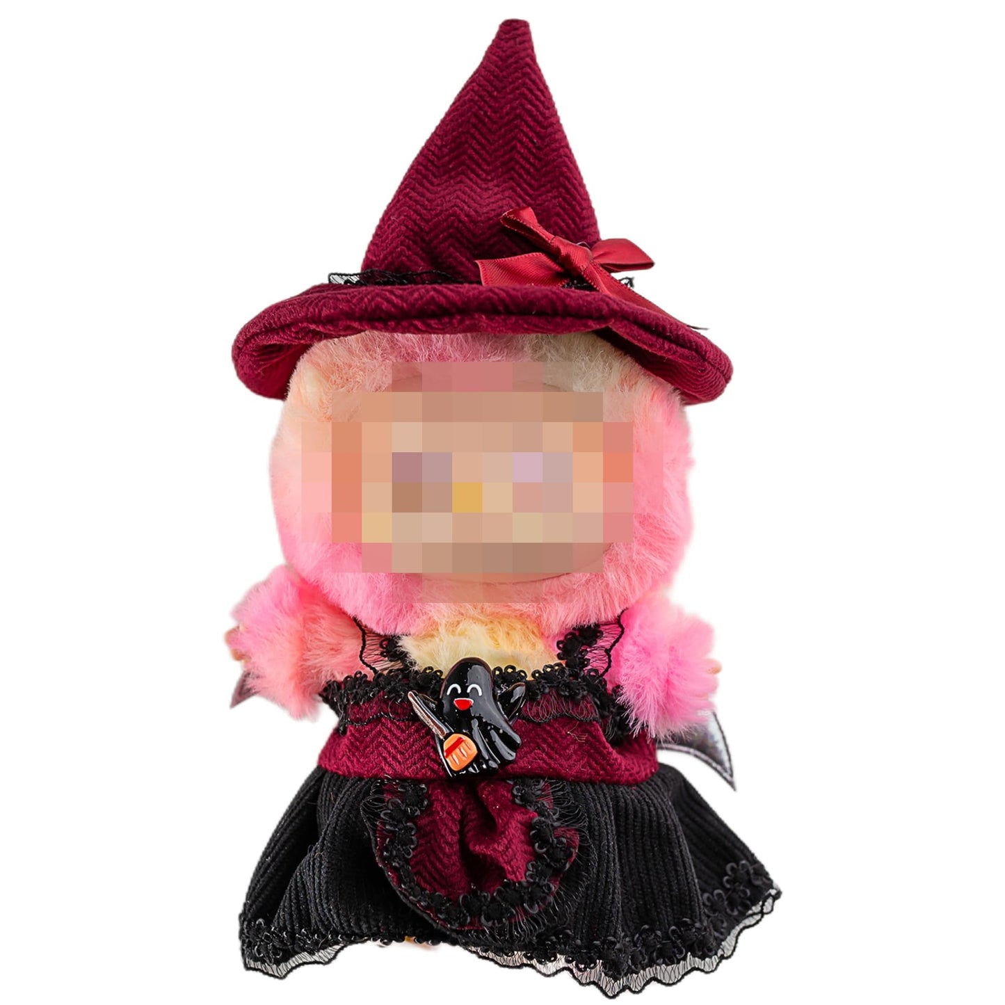 Halloween Costume Clothes for Labubu, 2-Piece Vampire Witch Outfit with Bat Wings. Red & Black Dress for Collectible Art Toy Figure. Deluxe Doll