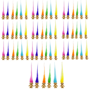 60pcs Long-haired Lucky mini Troll Dolls, Assorted Hair Colors, 0.78" Body