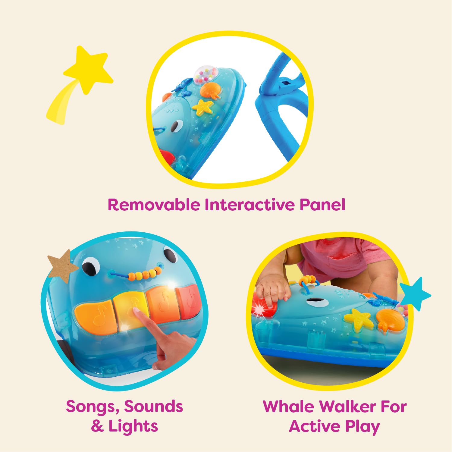 B. toys Activity Walker, Walk 'n' Play Whale with Lights and Sounds