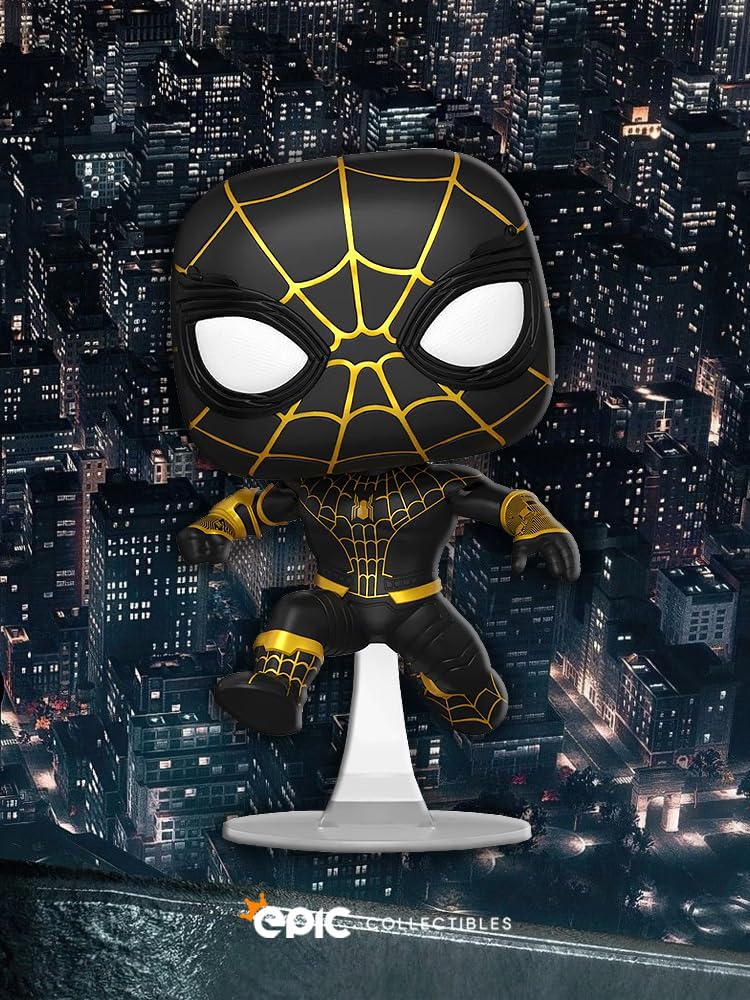 Funko Pop! Marvel: No Way Home - Spider Man in Black & Gold Suit (Chase Variant) Glows in The Dark Exclusive Vinyl Figure Collectibles Bundled with