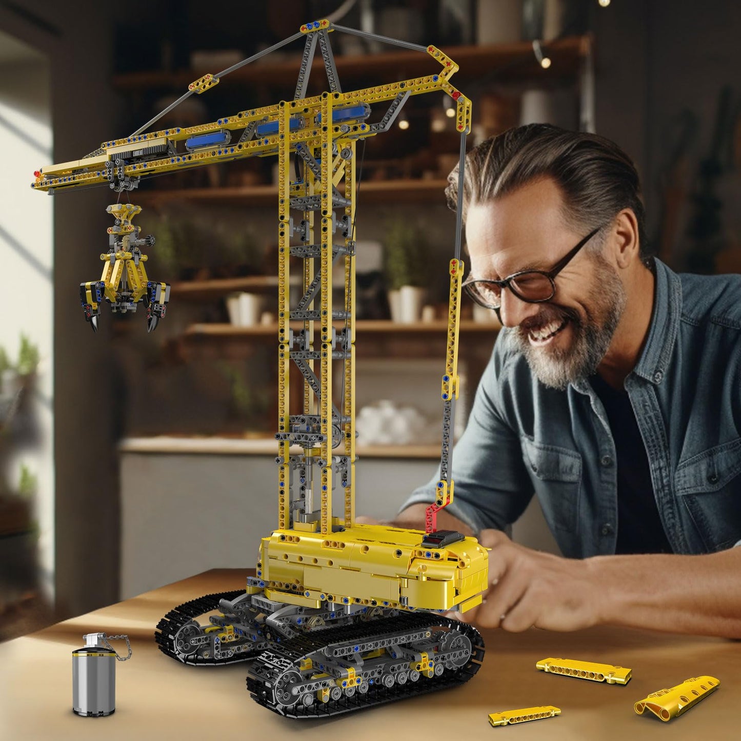 Mould King 17059 Technology Tower Crane Fixture Building Blocks Kit, APP Remote Control Crane Toys, Heavy Crane Model Blocks Set with Motor Toy (1731