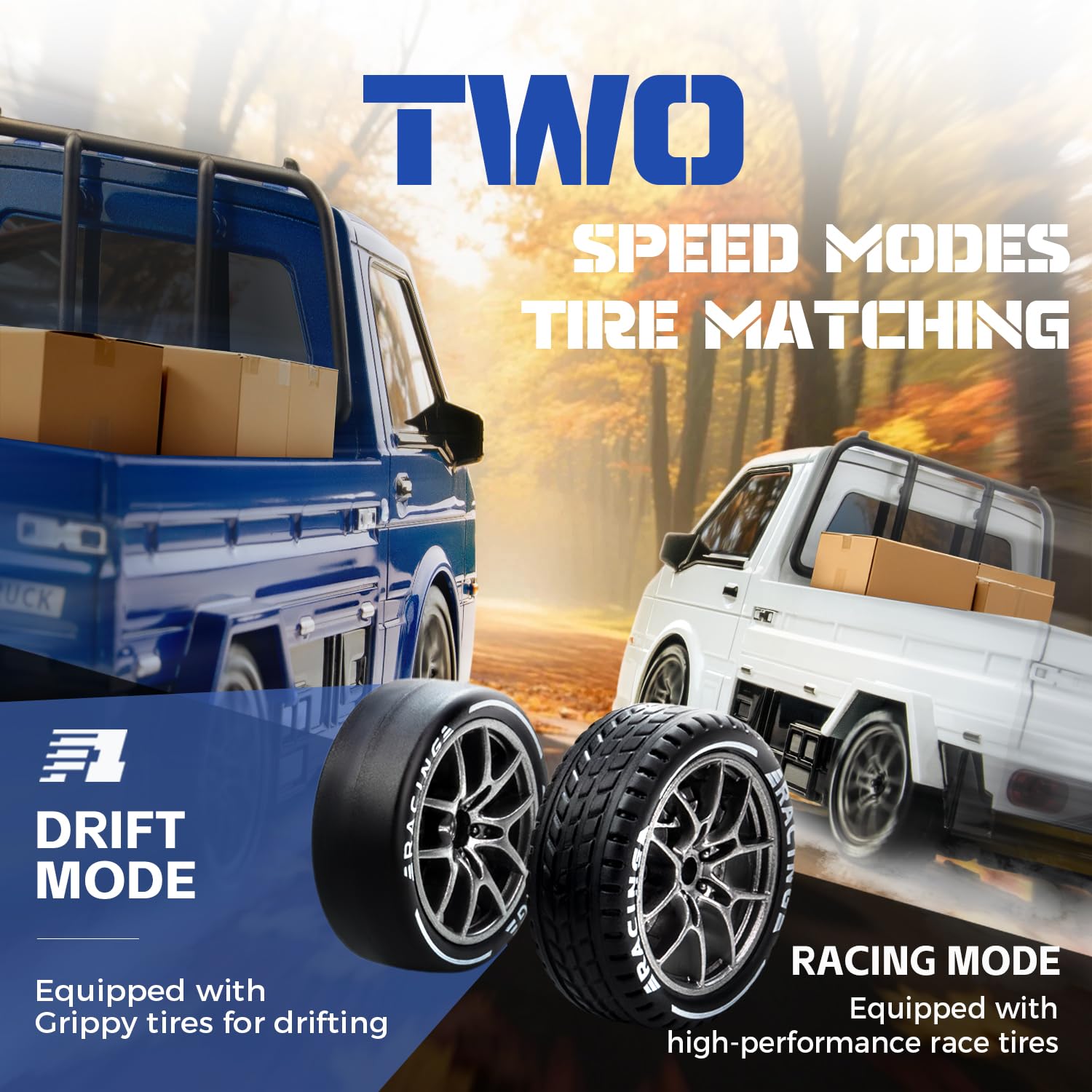 Nowzeth RC Drift Car, 1/24 4WD White Japanese-Style Drift Pickup Truck