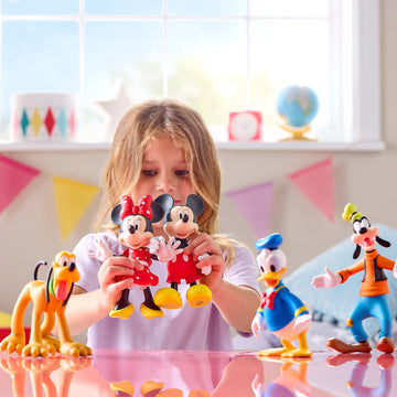 Disney Store Official Mickey Mouse & Friends Articulated Figure Set - Fab Five Toy Action Figures Set - Includes Mickey, Minnie, Donald, Pluto & Goofy