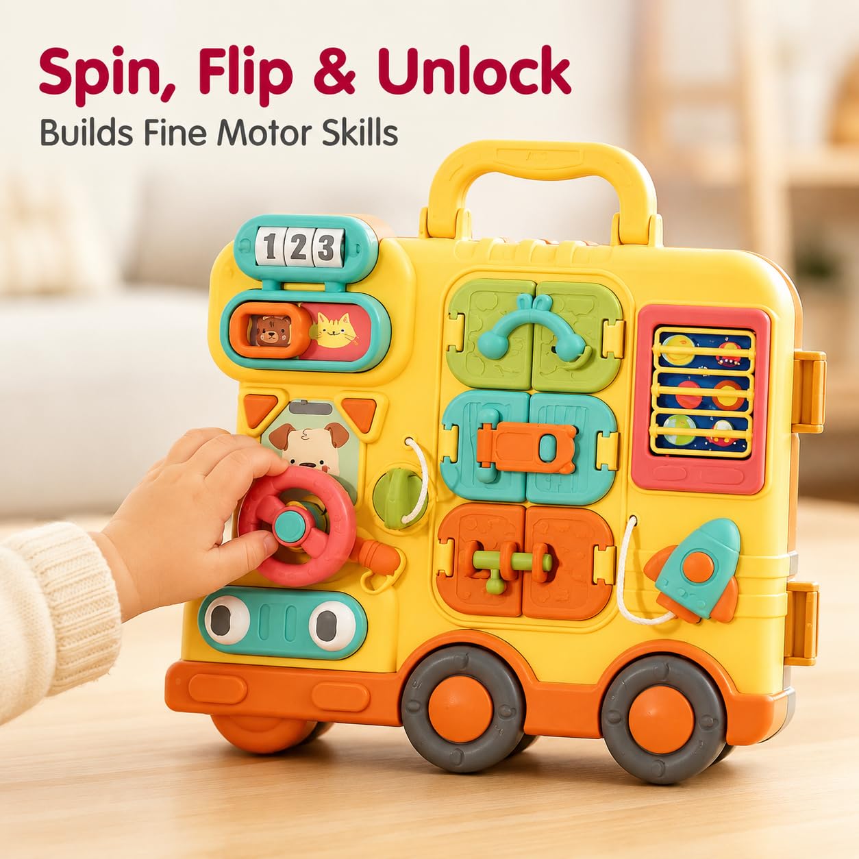 Musical Montessori Busy Board for 1 Year Old to 4 Years Old | 8-in-1 Sensory Gameplay | Educational Toys for Babies | Fine Motor Skills, Thinking