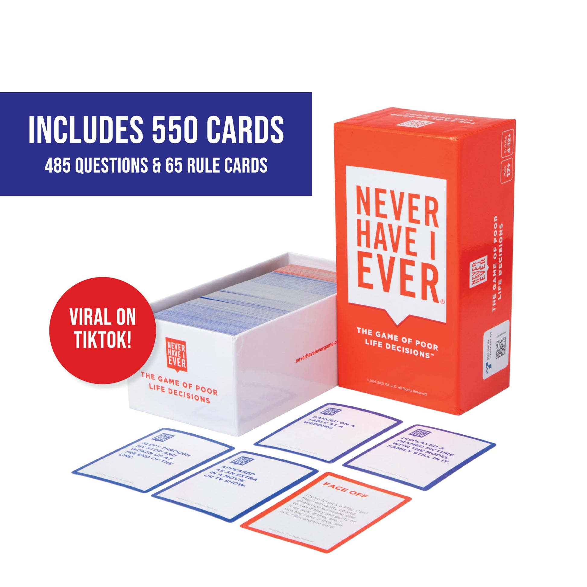 Never Have I Ever Card Game - Party Game of Poor Life Decisions - Ages 17 and Up - The Classic Viral Hilarious and Funny Icebreaker for Adults - 4-12