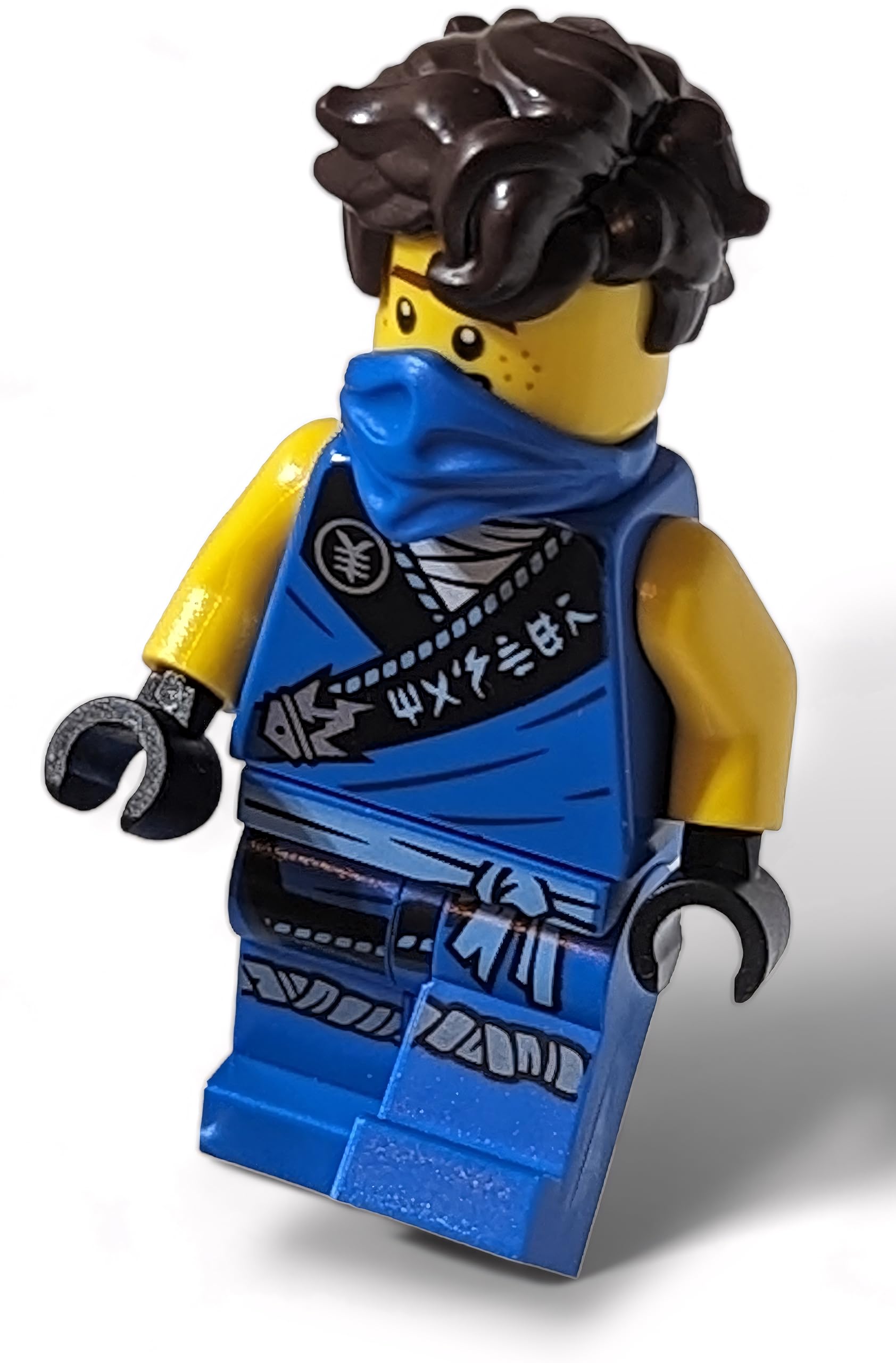LEGO Minifigure - Legacy Jay Blue Ninja Figurine with Dual Pattern Head Neckerchief and Plastic Katanas from 71735 Ages 8+