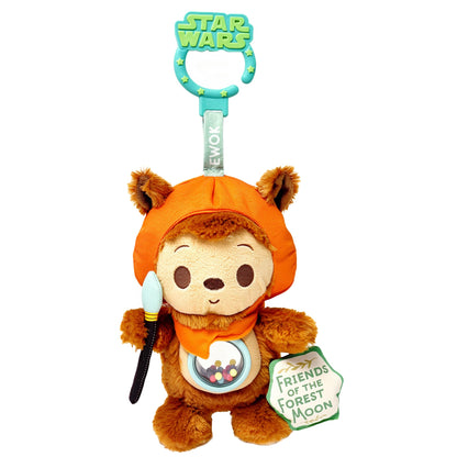 Kids Preferred Star Wars Ewok On the Go Activity Toy - with Colorful Rattle, Squeaker, Teether, Travel Clip, Soft Sensory Toy, for Ages 0+