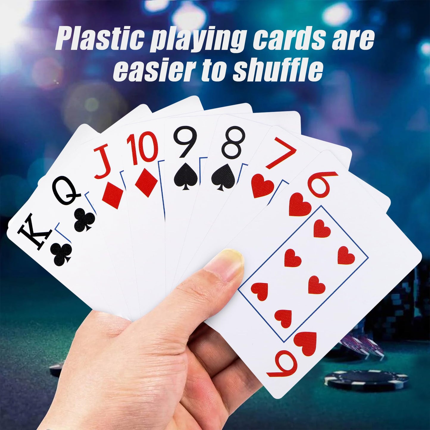 Metsyth Plastic Playing Cards 2 Pack Waterproof Poker Card,Jumbo Large Print Playing Cards for Adults Seniors,2 Decks of Cards Set Poker Size Cards