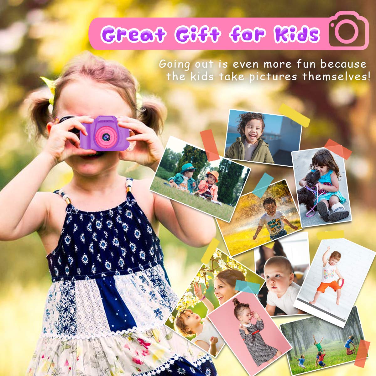Seckton Upgrade Kids Selfie Camera, Christmas Birthday Gifts for Girls Age 3-9, HD Digital Video Cameras for Toddler, Portable Toy for 3 4 5 6 7 8