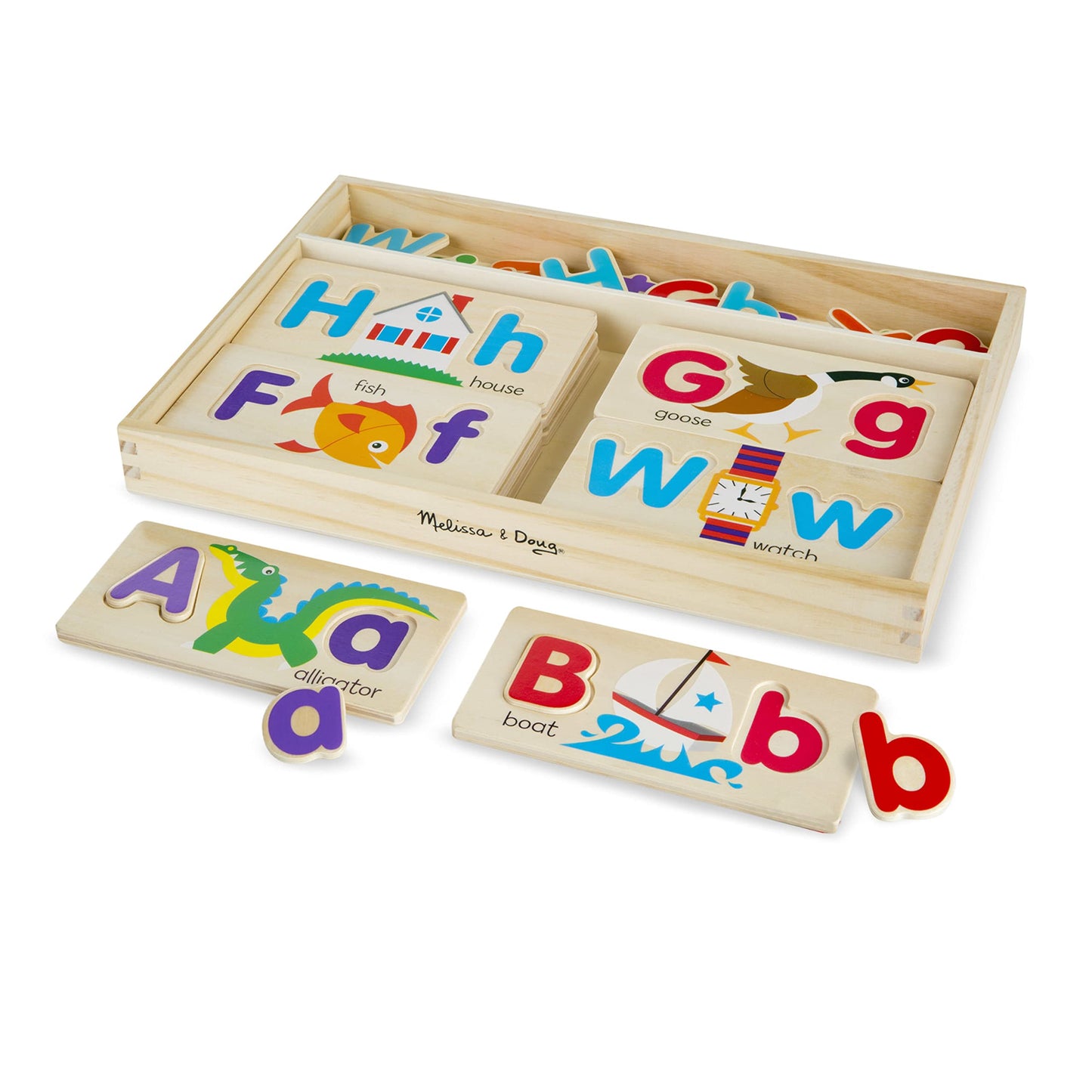 Melissa & Doug ABC Picture Boards - Educational Toy with 13 Double-Sided Wooden Boards and 52 Letters