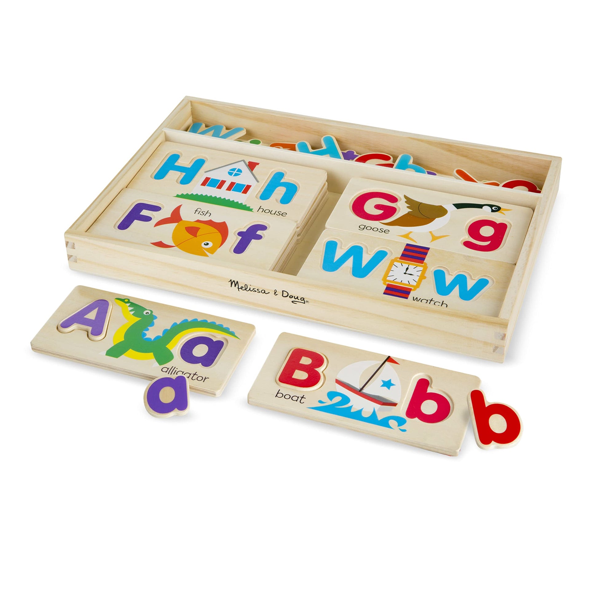 Melissa & Doug ABC Picture Boards - Educational Toy with 13 Double-Sided Wooden Boards and 52 Letters