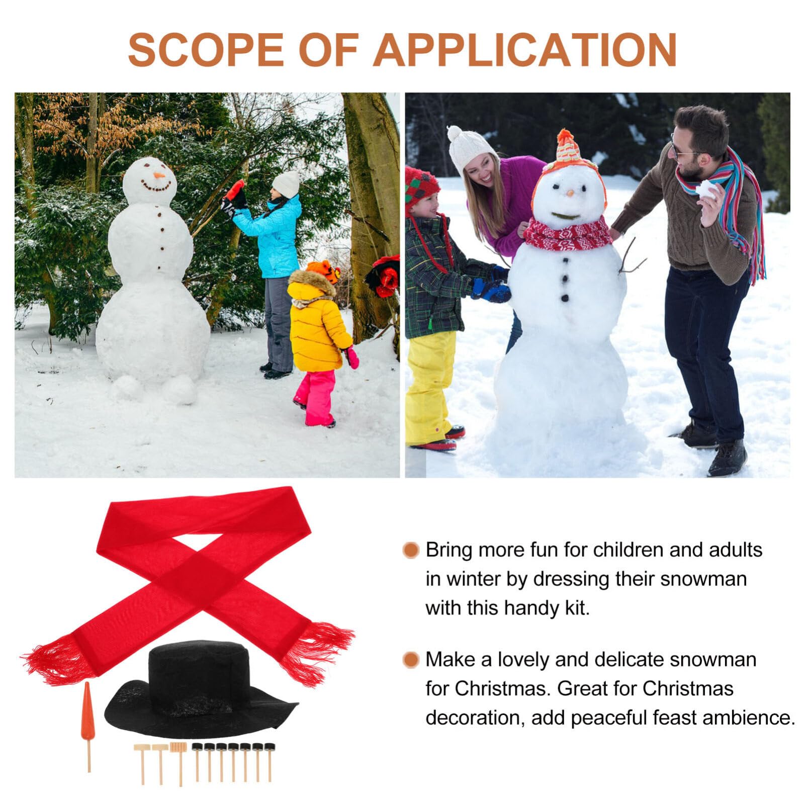 BESTOYARD 13Pcs Christmas Snowman Decorating Making Kit Snowman Dress Up Toys Fun Outdoor Kids for Xmas Winter Holiday Party Decoration Gifts