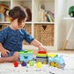 Green Toys Stack & Sort Train, Blue - 12 Piece Pretend Play, Motor Skills, Kids Toy Vehicle Playset. No BPA, phthalates, PVC. Dishwasher Safe
