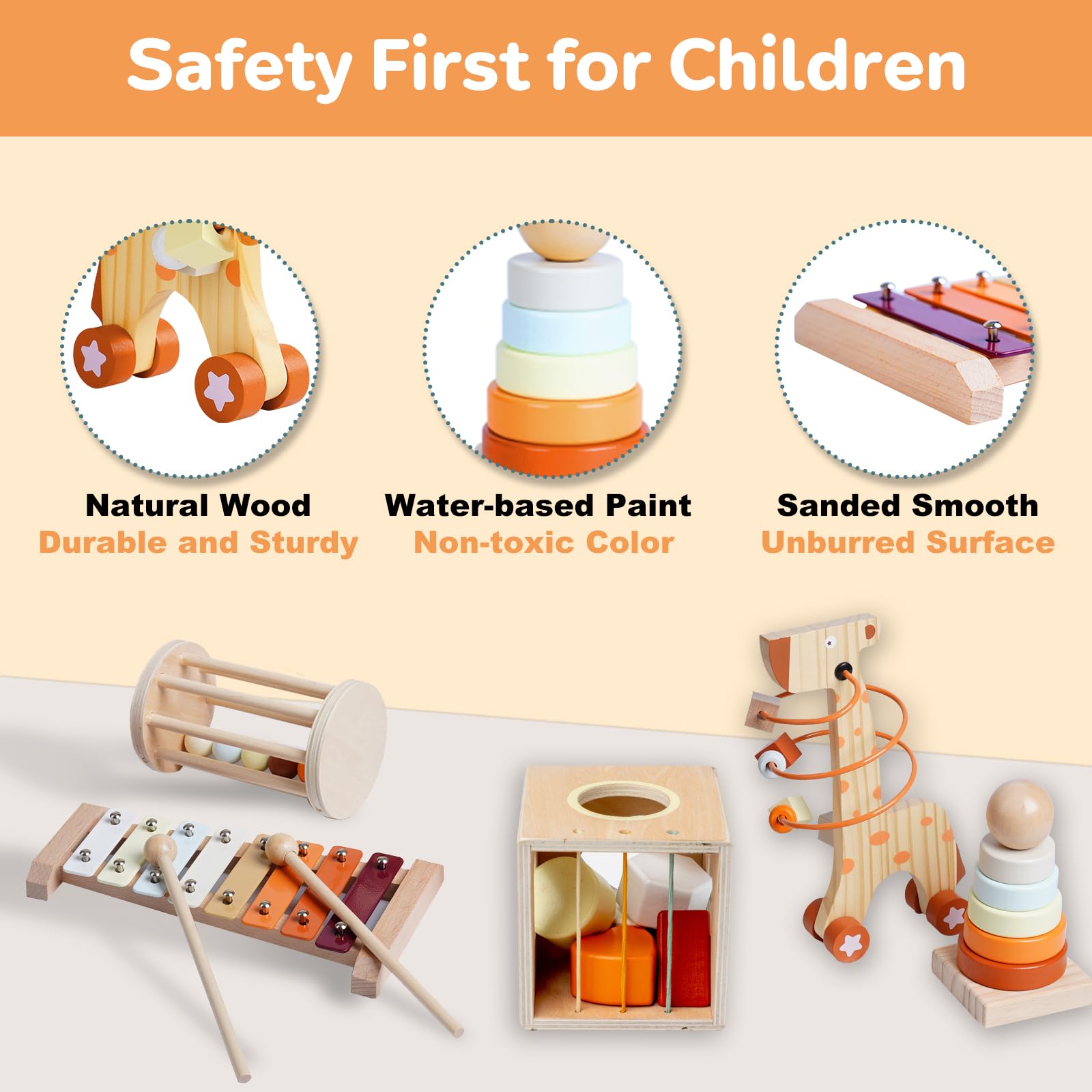 Smartwo Wooden Montessori Toys,Montessori Baby Blocks Toy for 12-18 Months,Shape Sorting,Xylophone,Development Toys for Girls Boys Birthday Chiristmas
