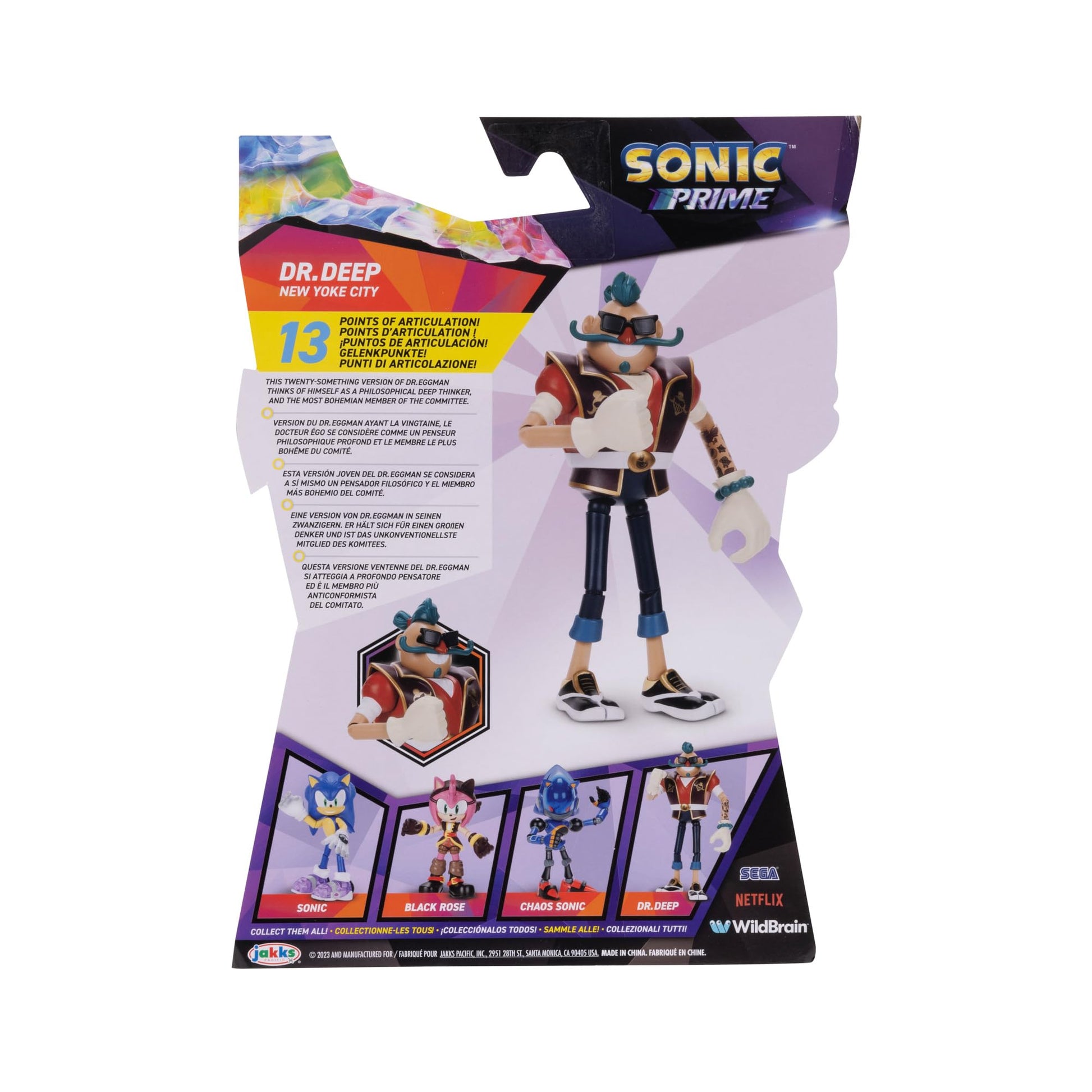 Sonic Prime 5-inch Dr. Deep - New Yoke City Action Figure 13 points of Articulations. Ages 3+ (Officially licensed by Sega and Netflix)