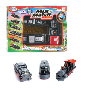 Popular Playthings Magnetic Vehicles for Toddlers 1-3, Mix or Match Car Toys, Set of 3 Gift for Kids - Train