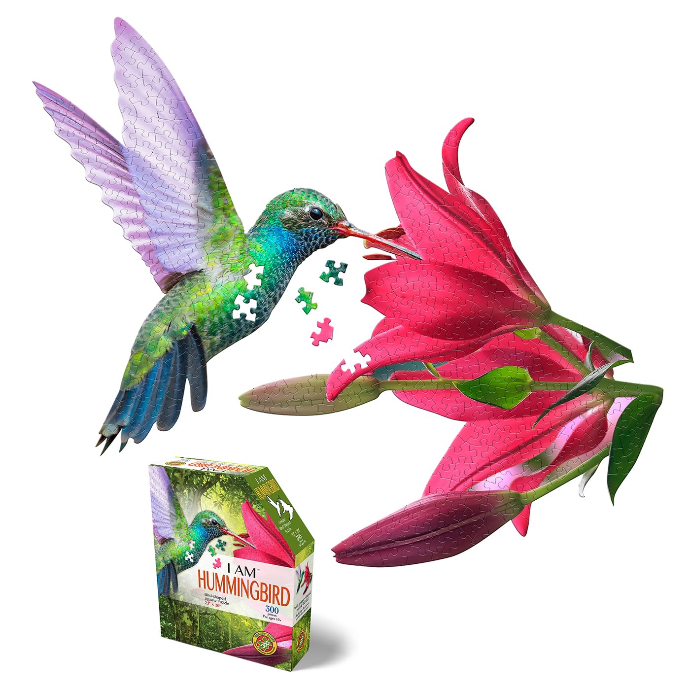 Madd Capp I Am Hummingbird 300-Piece Bird-Shaped Jigsaw Puzzle , Multicolored