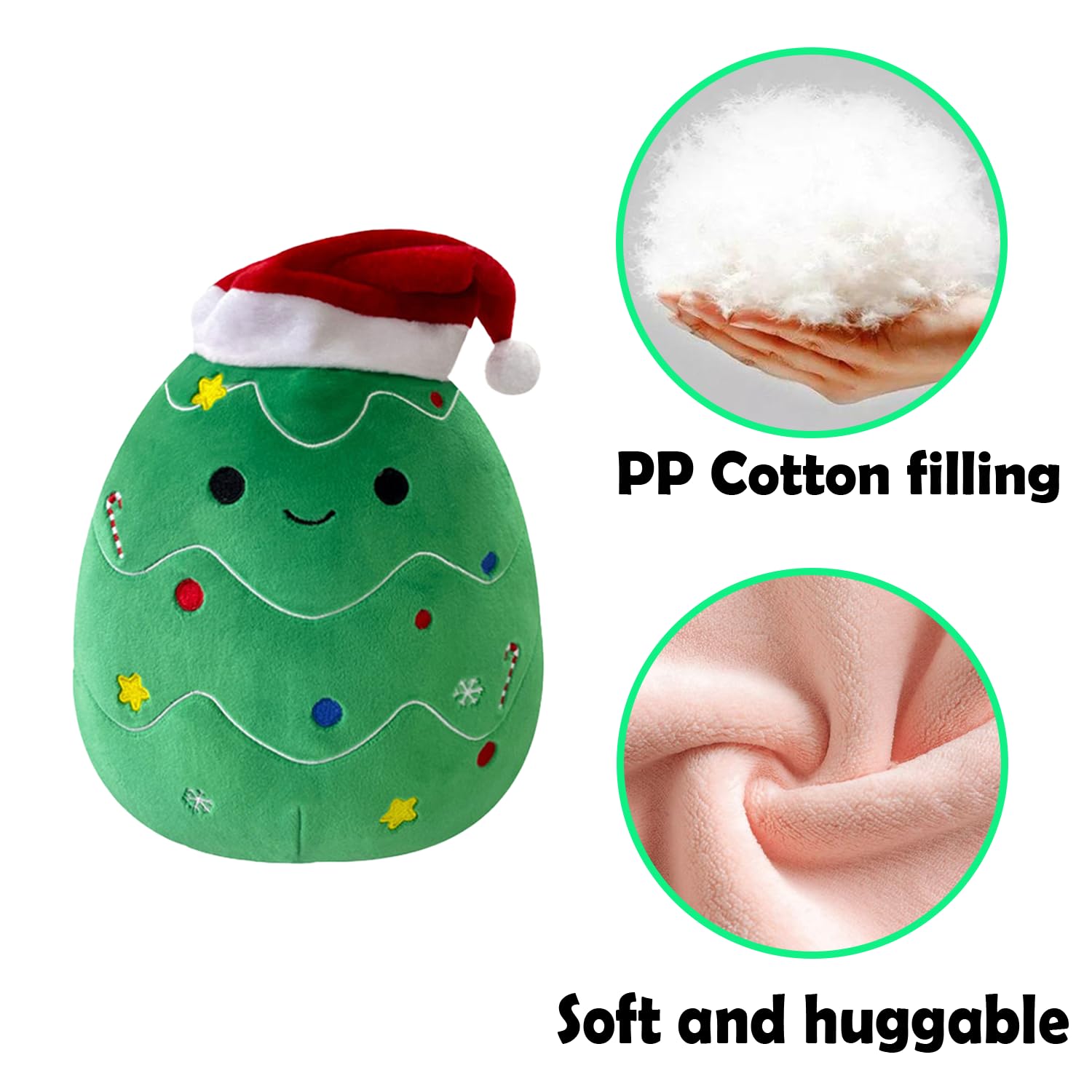 IORNBEAU 9.8-Inch Christmas Tree Plush Pillow - Green Christmas Plush - Collectible Soft & Cute Christmas Tree Stuffed Animal Toy - Gift for Kids