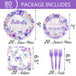 80 Pcs Butterfly Kisses Birthday Wishes Party Decor Spring Butterfly Paper Plates Napkins Forks Dinnerware for Butterfly Girls Baby Shower 1st 2nd 3rd