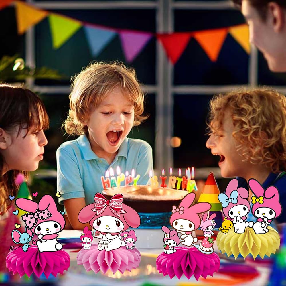 8Pcs Melody Honeycomb Table Centerpiece, Melody Birthday Party Supplies Table Decorations for Kids Party Decorations