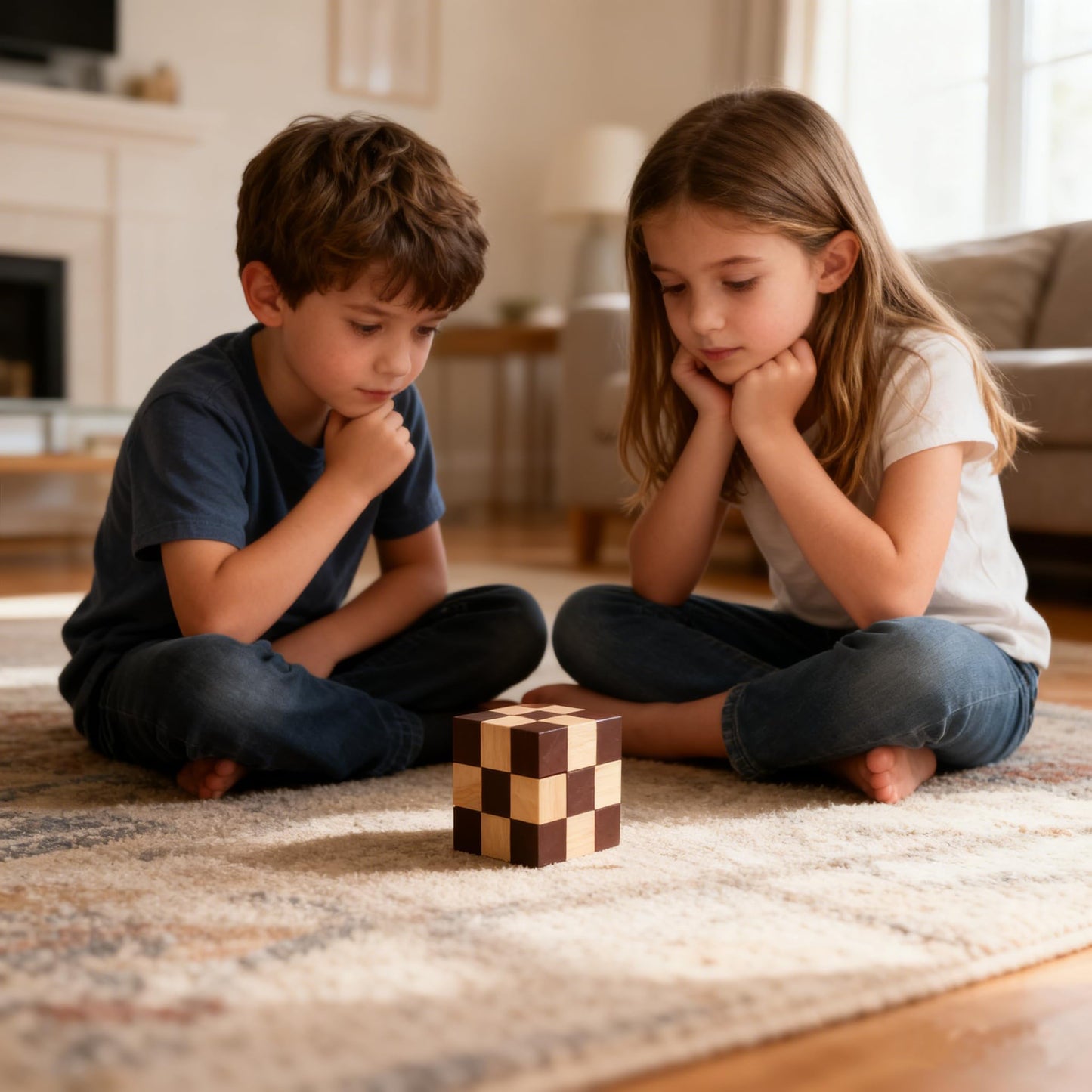 MAGIKON Brain Teaser Cube Puzzle Toy, Square Snake Cube Wooden