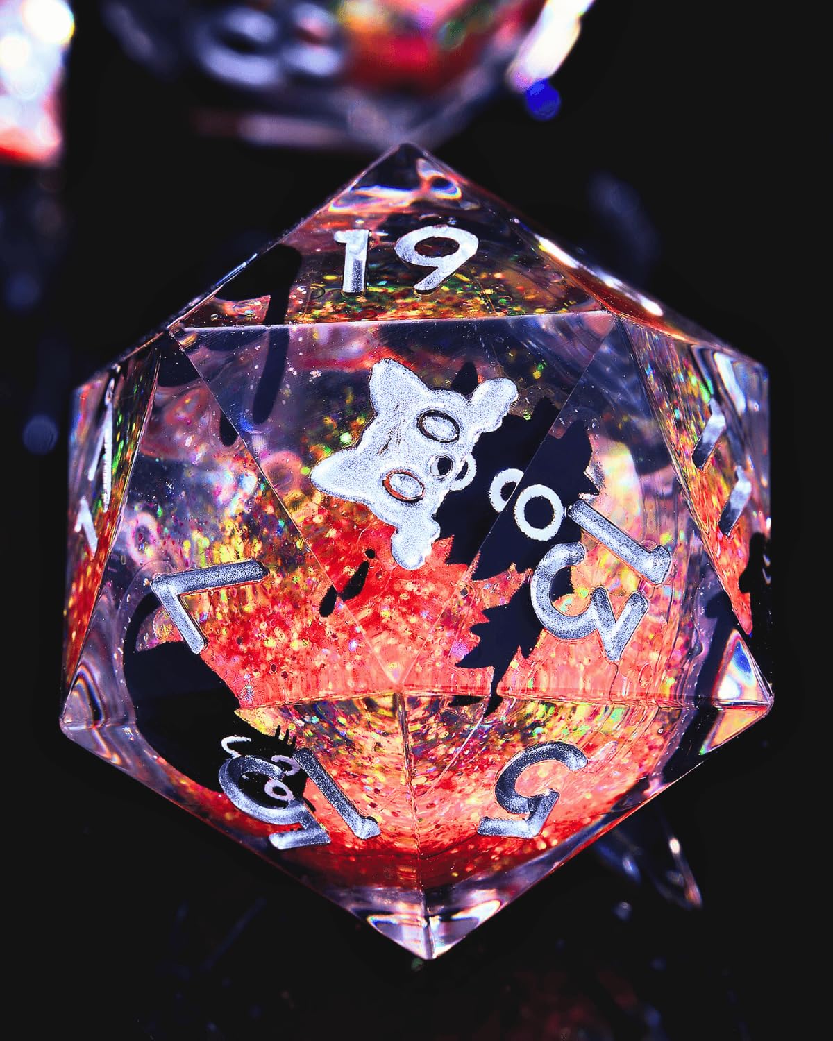 Froggod Single Liquid Core Cat D20 Dice - 22mm Sharp Edge Role Playing Dice for DND, RPG, Tabletop Games - 20 Sided Resin D&D Dice, Cathead