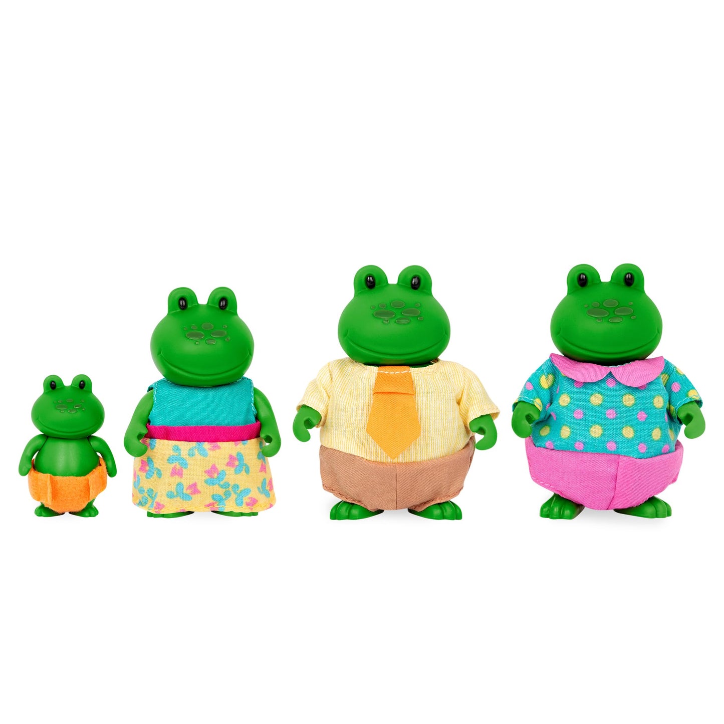 Li'l Woodzeez - The Croakalily Frog Family - Set of 4 Collectible Posable Figures with Storybook - Pretend Play Doll Toys for Imaginative 3+ Years