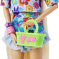 Barbie Extra Doll and Accessories with Extra-Long Blonde Hair Wearing Floral Outfit & Poncho with Pet Bunny