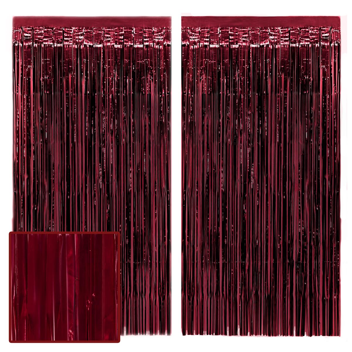 xo, Fetti Burgundy Red Party Curtain - Set of 2 | Bachelorette Fringe Decorations, Cute Birthday Photo Booth, Party Backdrop, Wine Bday Supplies