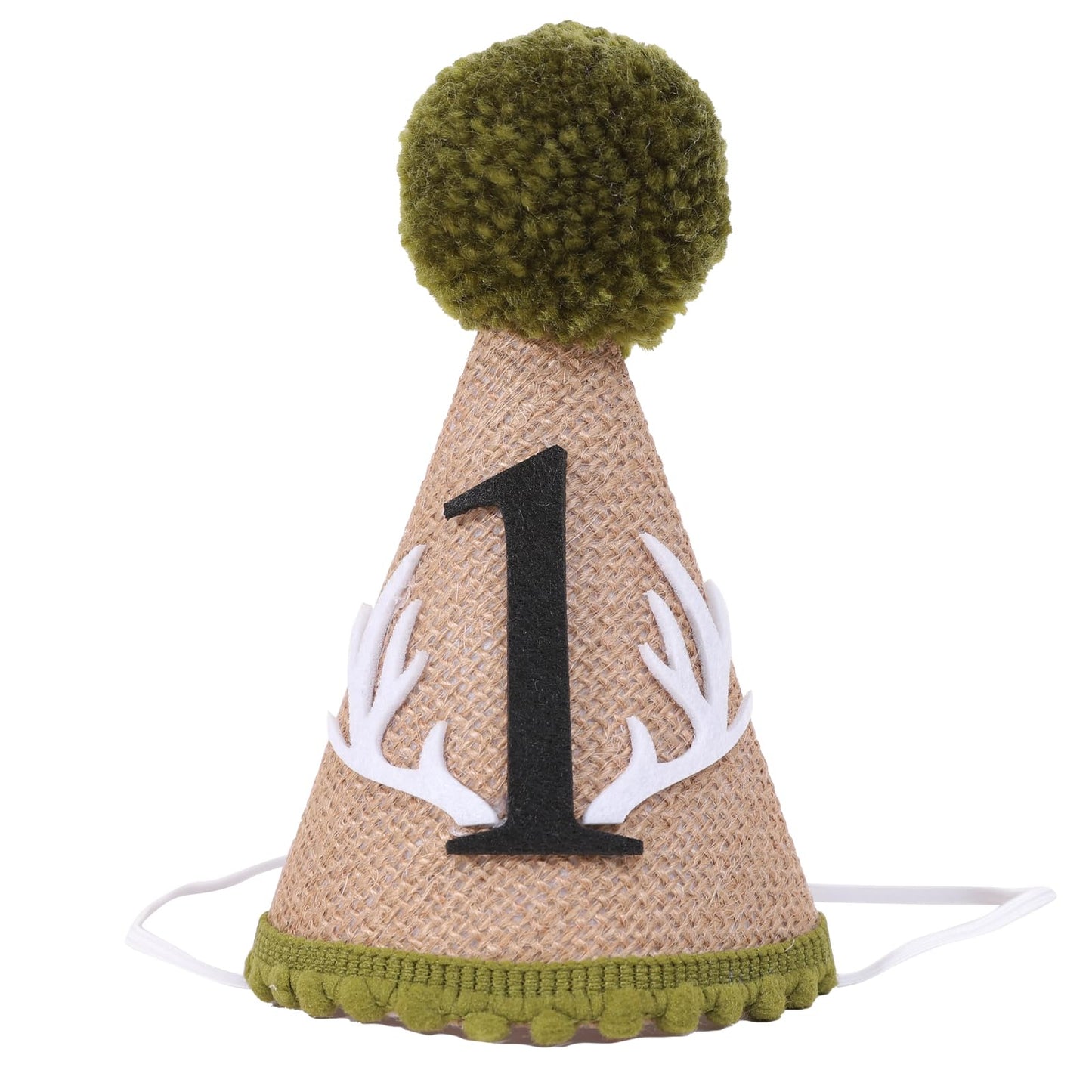 YOUAME Deer 1st Birthday Crown Hat - Woodland Camo Hunting Theme Party Decor with Antlers Outfit (Boys)