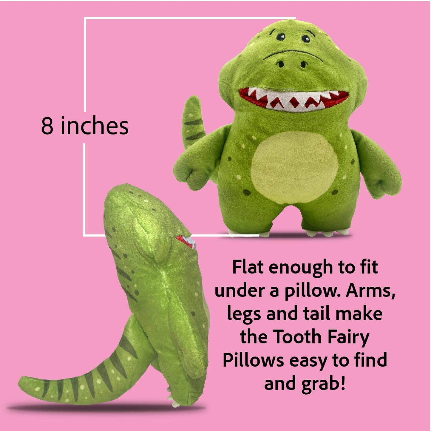 The Tooth Brigade Tooth Fairy Pillow | Stuffed Plush with Large Pocket Mouth for Lost Teeth, Treasures, Prizes - Fun and Interactive Plush, Perfect