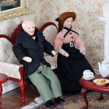 iland Dollhouse People for 1 12 Scale Accessories Miniature 6 inch Figures for Mini House Little People Figures Mini Dollhouse Family Set Porcelain