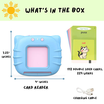 The Original Tagalog Talking Flashcards for Kids & Adults - Animals, Numbers, Colors, Fruits, Vegetables, Family & More - 112 Double-Sided Cards