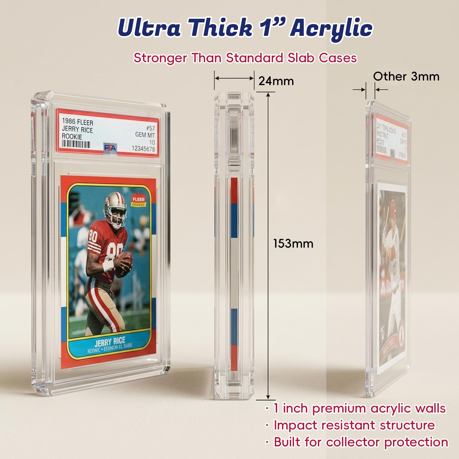 PSA Slab Display Case - 1inch Thick Acrylic Graded Card Display Case with Magnetic Lid, Clear Slab Protector Compatible with PSA & CGC, Card Slab Case