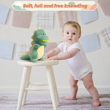 Adorlynetty Dinosaur Stuffed Animal,12“ Cute Stuffed Dinosaur Plush Soft Dino Plushie Toys for Boys Girls Baby Kids (Green)