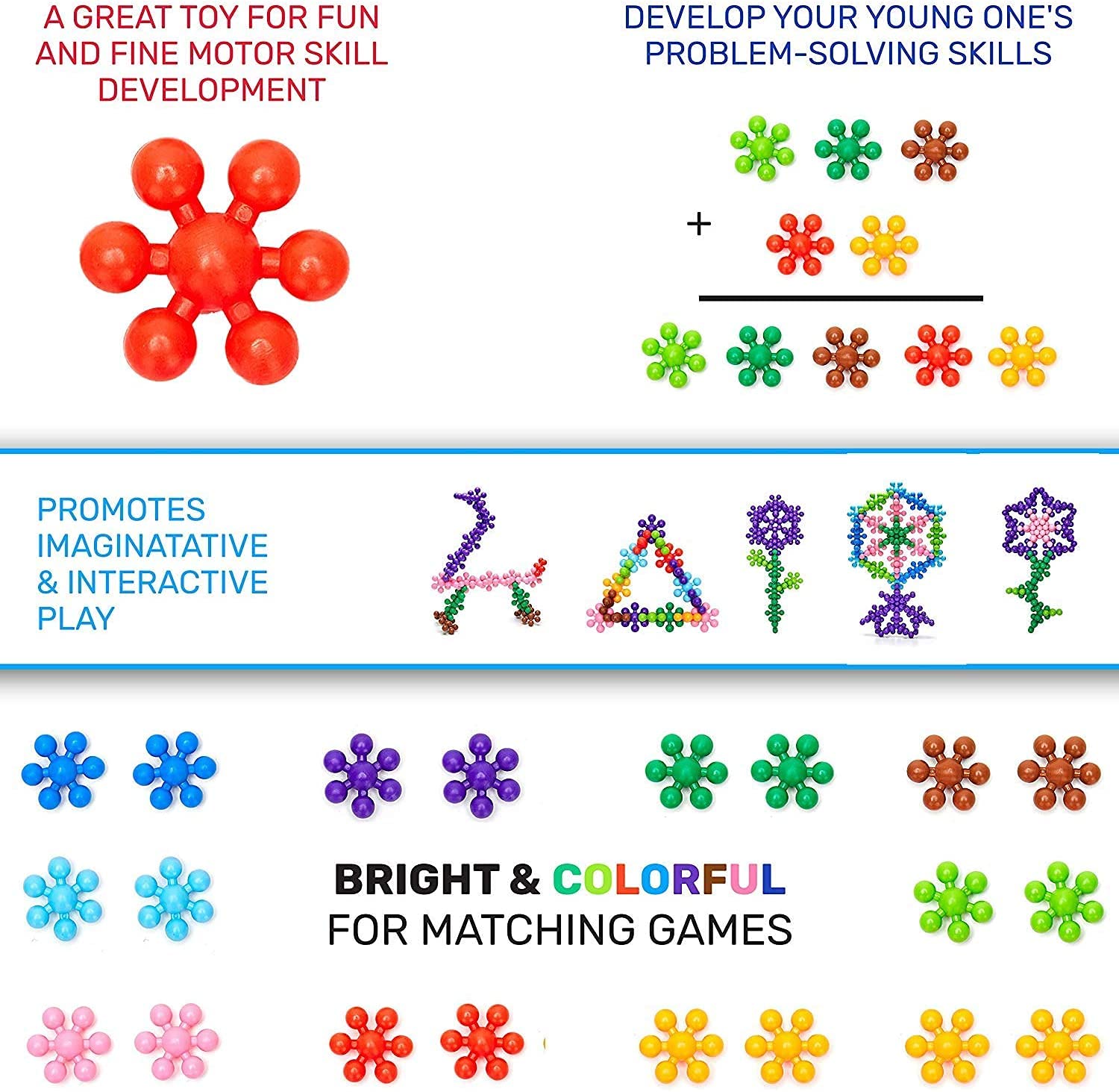 Clip Connect 100 Pieces | Diameter 1.5", Interlocking Solid Plastic Building Blocks Set Early STEM Educational Toy for Preschool Kids Boys and Girls