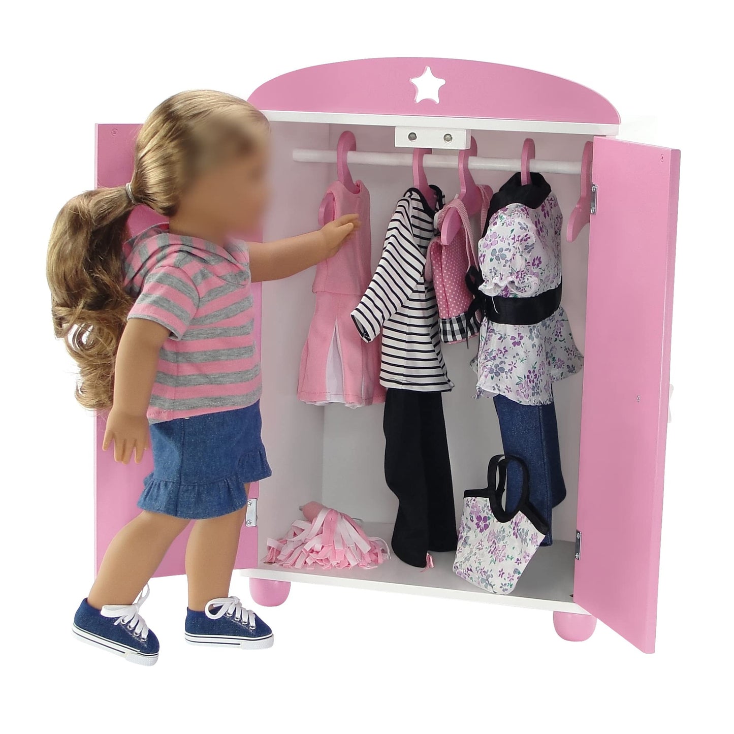 Emily Rose 18 Inch Doll Clothes Hangers 5-Pack Pink Wooden | Closet Organizer Compatible with American Girl and Our Generation Doll Clothing | 18”