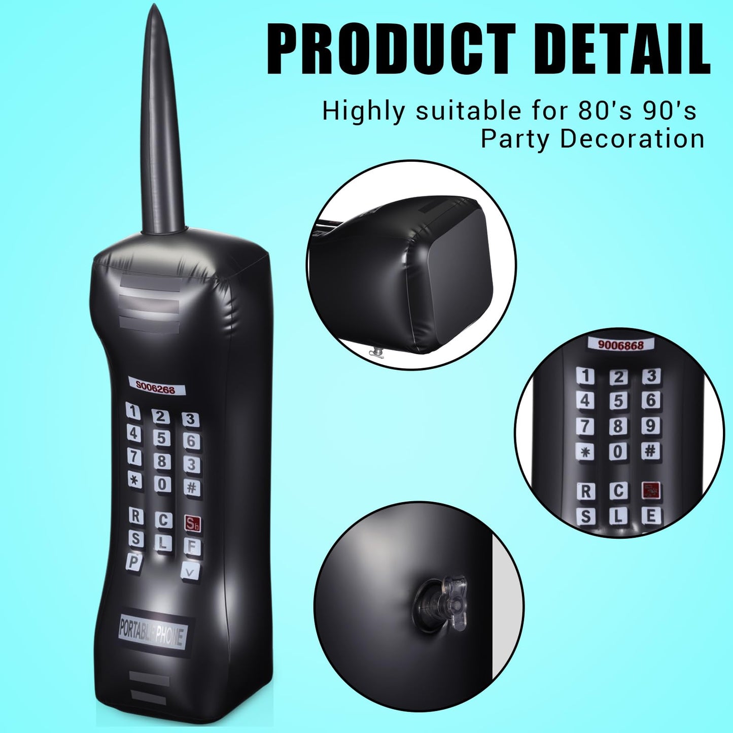 Gejoy 2 Packs Inflatable Mobile Phone Inflatable Retro Mobile Phone 80's 90's Party Decoration Hip Hop Costume Birthday Theme Props Fancy Dress