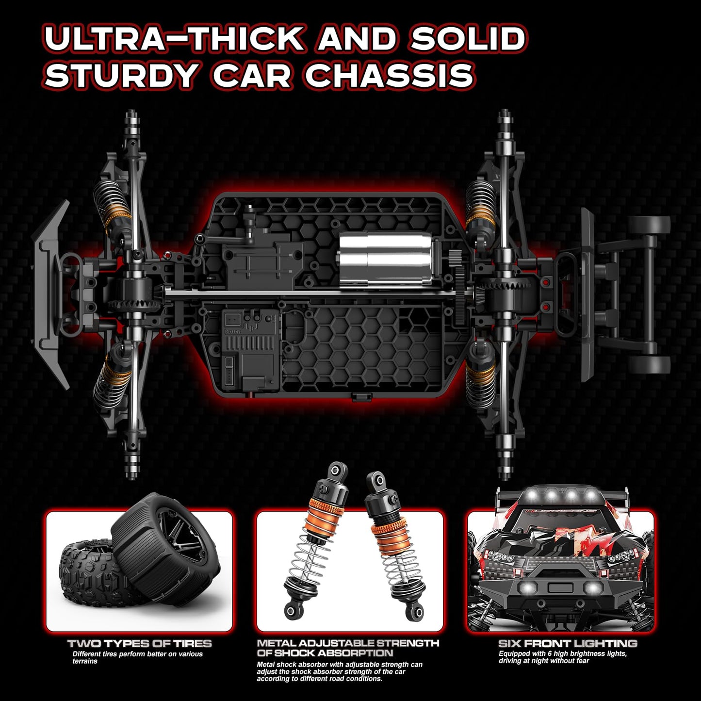 YESHIN 1:14 Scale All Terrain RC Cars - 40km/h High Speed Remote Control Car, 4X4 Waterproof Off-Road Truck with 2 Rechargeable Batteries, Realistic