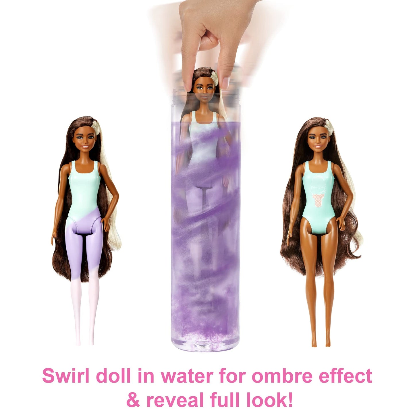 Barbie Color Reveal Sunshine and Sprinkles Doll & Accessories with 25 Surprises, Ice Cream Theme Including Water-Shower Umbrella & Color Change