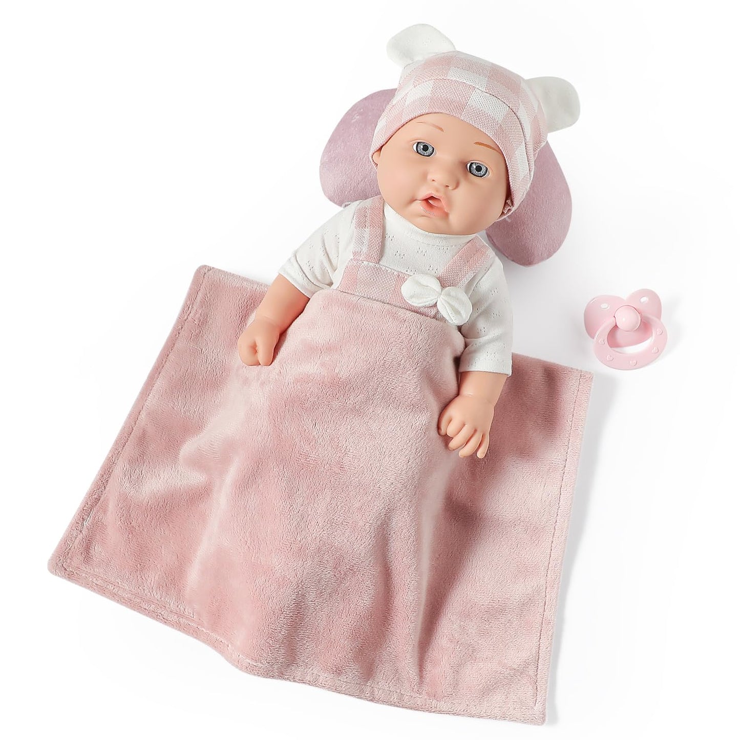 eDollable 12 Inches Baby Doll Toys Set with Accessories, Includes Doll Carrier Bassinet Bed, Pacifier and Blanket, First Baby Doll for Toddler Girls